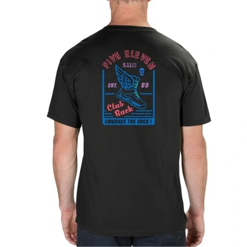 5.11 Tactical Club Ruck Black T-Shirt Neon Design Men's Size Medium Graphic Tee